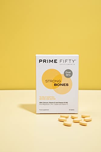 Prime Fifty Strong Bones Supplements – 28 Multivitamin Tablets with Calcium, Magnesium