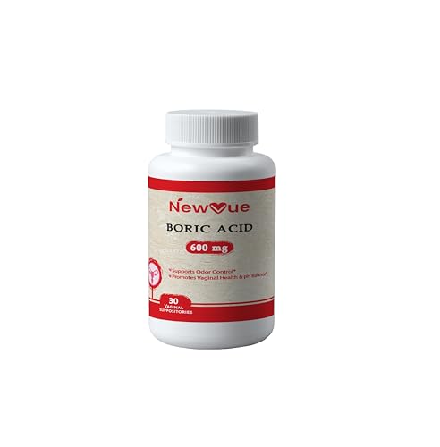NewVue Boric Acid Vaginal Suppositories - 100% Pure Made in USA - Intimate Health Support (30 Count)