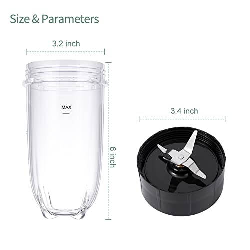 2-piece 16oz Cup and Cross Blade, Blender Replacement Parts Compatible with Magic