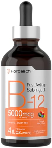 B-12 | 5000mcg | 4oz | Natural Berry Flavor Fast-Acting Sublingual Liquid Vitamin 