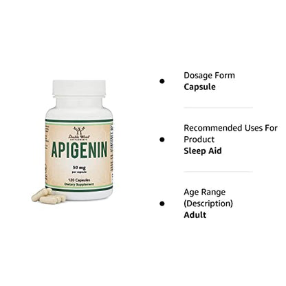 Apigenin Supplement - 50mg per Capsule, 120 Count (Powerful Bioflavonoid Found