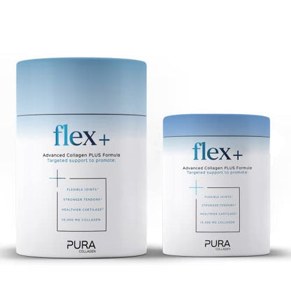 Pura Collagen Powdered Supplement Flex+, 10,000 mg Hydrolysed Peptides, Vitamin C & Manganese