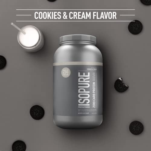 Isopure Protein Powder, Zero Carb Whey Isolate with Vitamin C & Zinc for Immune Support