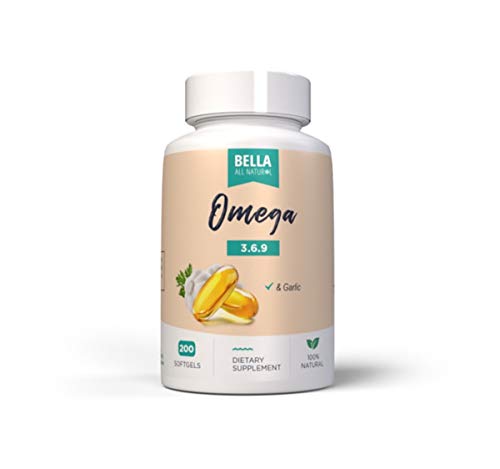 Bella All Natural Omega 3 6 9 with Garlic Oil - 200 Softgels