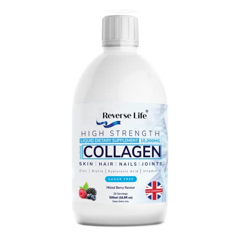 Reverse Life Marine Collagen Liquid Supplement Drink - High-Strength 10,000mg Hydrolysed Peptide Infused