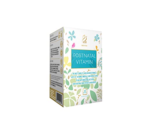 ACTIF Postnatal Vitamin with 25+ Organic Vitamins and Organic Herbs, Nursing and Lactation Supplement