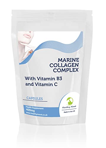 Marine Collagen 400mg Complex with Vitamin B3 and Vitamin C x30 Capsules Pills UK Nutrition