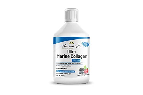 Marine Collagen Liquid 10000mg Sugar Free Berry Flavour, Hydrolysed Peptides, Hyaluronic Acid, Biotin, Silica, Vitamin C, Healthy Skin