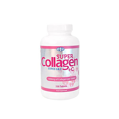 AHS Super Collagen Plus C Tablets - Pack of 250 Tablets (Also 120 + 90 Counts) 3 Sizes! 6000MG PER