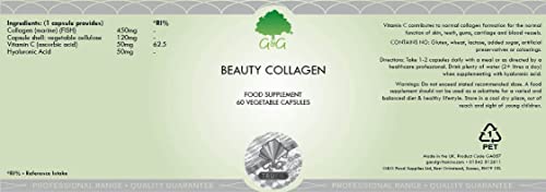 Beauty Collagen | Collagen & Hyaluronic Acid Supplement | 60 Capsules | Hydrolysed Marine Collagen