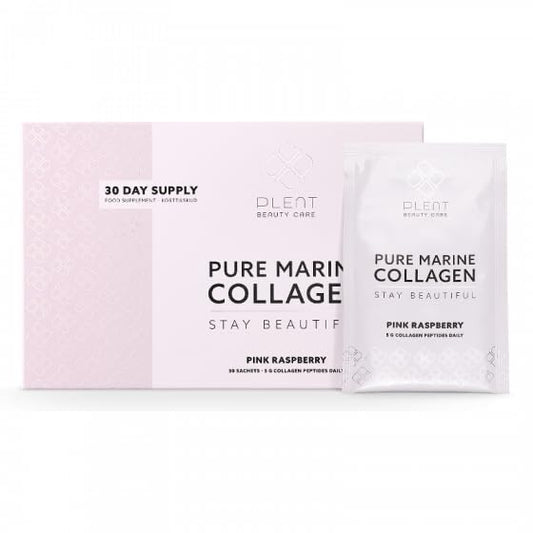 Plent Pure Marine Collagen Pink Raspberry - Stay Beautiful - 5G Collagen Peptides Daily - 30 Sachets