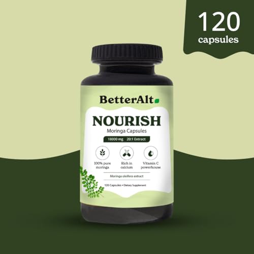 Better Alt Moringa Capsules, 120| Rich in Calcium |100% Pure Moringa Leaf Powder