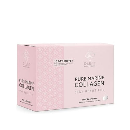 Plent Pure Marine Collagen Pink Raspberry - Stay Beautiful - 5G Collagen Peptides Daily - 30 Sachets