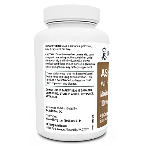 Dr. Berg Ashwagandha Capsules 1500mg - Includes Organic Ashwagandha Root