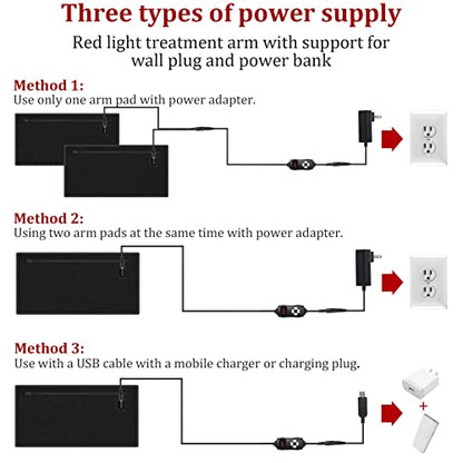 NEXTWOOD 660nm and 850nm Infrared Red Light Arm Therapy Wrap Belt with Timer & Brightness Setting Red