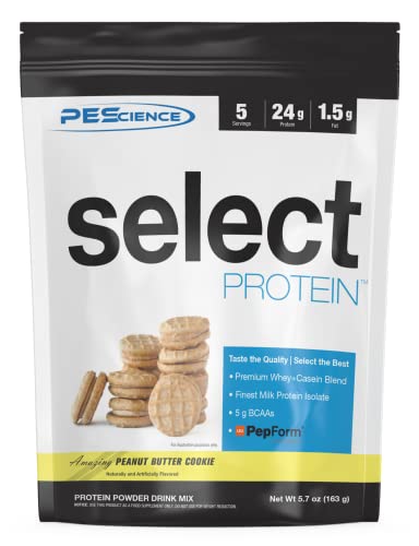 PEScience Select Low Carb Protein Powder, Peanut Butter Cookie, 5 Serving, Keto Friendly