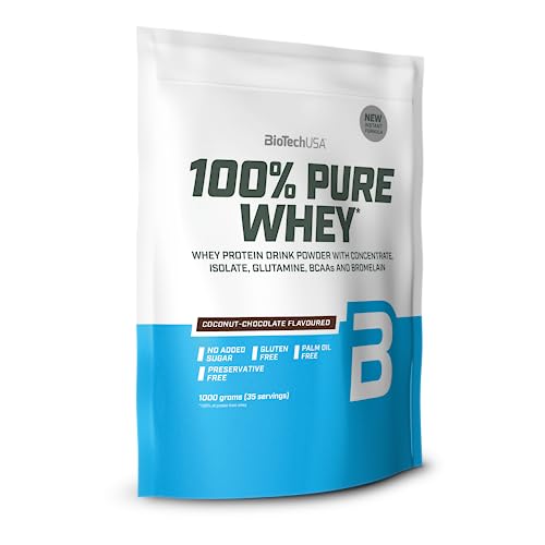 BioTechUSA 100% Pure Whey | Protein Powder with BCAA and Glutamine | Gluten-Free, Palm Oil Free 