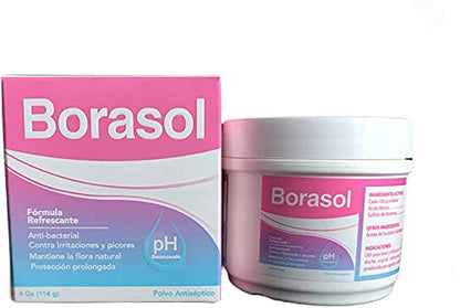 Borasol Antiseptic Powder Refreshing Deodorant and Vaginal Wash 4 OZ