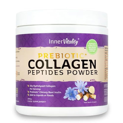 Prebiotic Collagen Powder - 390g Hydrolysed Bovine Collagen Peptides with Prebiotics for Gut Health & Skin