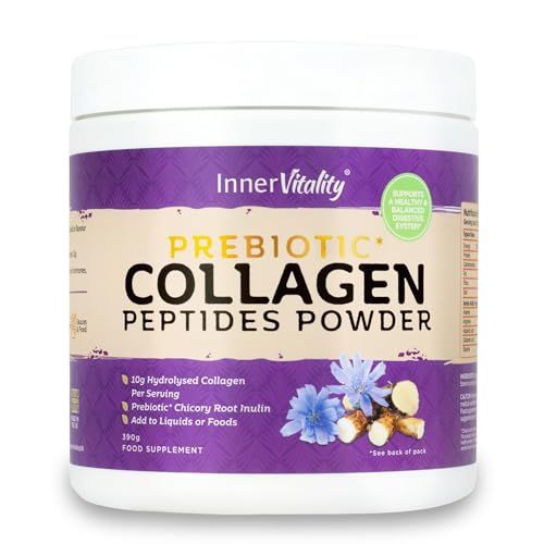 Prebiotic Collagen Powder - 390g Hydrolysed Bovine Collagen Peptides with Prebiotics for Gut Health & Skin