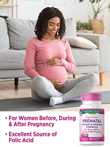 Prenatal Vitamins With Folic Acid | 60 Capsules | Non-GMO & Gluten Free Supplement