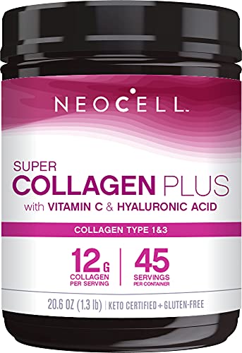 NeoCell Super Collagen Powder, Collagen Plus includes Vitamin C & Hyaluronic Acid