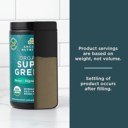 Ancient Nutrition Super Greens Powder, Organic Superfood Powder with Probiotics