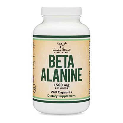 Beta Alanine Powder Capsules (Bulk Jar 240 Pills, 1.5 Gram Servings) Stimulant Free Pre