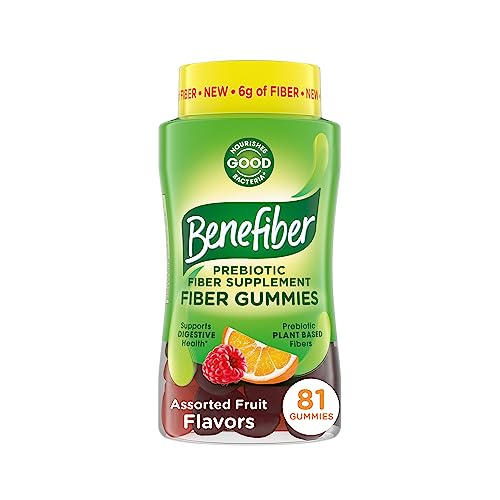 Benefiber Prebiotic Fiber Supplement Gummies for Digestive Health, Assorted Fruit Flavor 