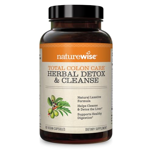 NatureWise Herbal Detox Cleanse Laxative Supplements | Natural Colon Cleanser Herb & Fiber Blend