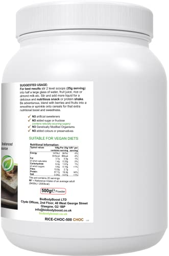 RicePro |Chocolate | Brown Rice Protein Powder with Added Herbals | Chicory Root Extract,