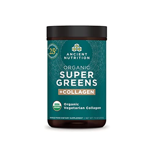 Ancient Nutrition Supergreens Powder, Organic Superfood Powder with Collagen