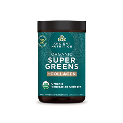 Ancient Nutrition Supergreens Powder, Organic Superfood Powder with Collagen