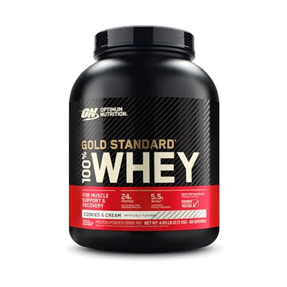 Optimum Nutrition Gold Standard 100% Whey Protein Powder, Cookies & Cream, 5 Pound