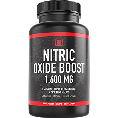 Double Dragon Organics Nitric Oxide Booster Supplement, 1600mg Extra Strength L-Arginine