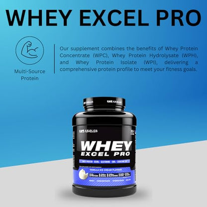 Out Angled Whey Excel Pro Whey Protein Powder Vanilla Flavour, 2kg, 66 Servings, High Protein Powder