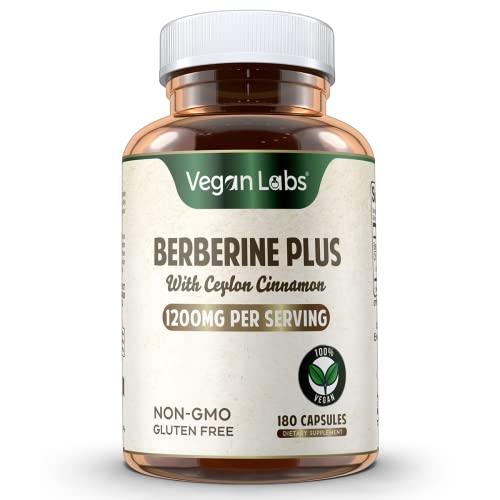 Vegan Labs Berberine HCL 1200MG with Organic Ceylon Cinnamon- 180