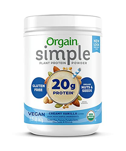 Orgain Organic Simple Vegan Protein Powder, Vanilla - 20g Plant Based Protein