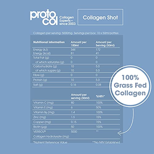 Proto-col, Women’s Liquid Collagen Drink, 10 Shots of Type 1 and 3 Collagen for Body