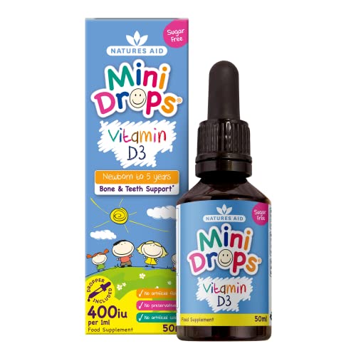 Natures Aid Vitamin D3 Mini Drops for Infants and Children, Sugar Free, 50ml