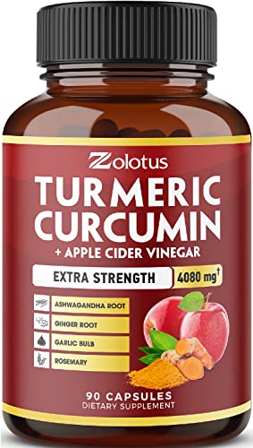 7 in 1 Turmeric Curcumin + Apple Cider Vinegar Capsules, Equivalent to 4080mg