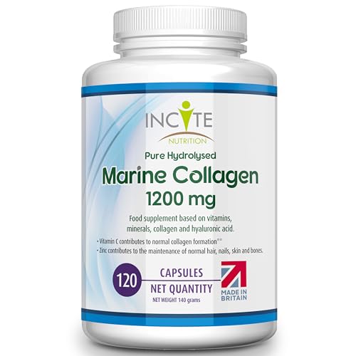 Marine Collagen 1200mg | 120 High Strength Collagen Capsules Hyaluronic Acid Supplements for Women & Men