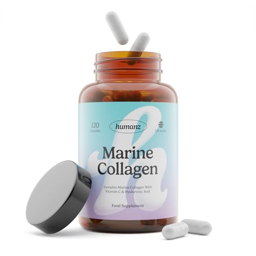 Humanz Collagen Capsules - Marine Collagen with Vitamin C - Collagen Supplements for Women & Men