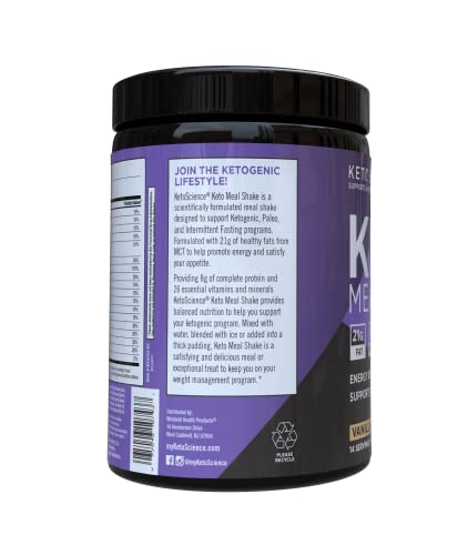 Keto Science Ketogenic Meal Shake Vanilla Dietary Supplement, Rich in MCTs and Protein