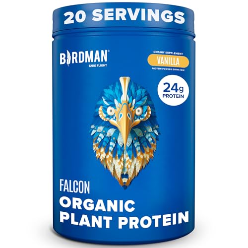 BIRDMAN Falcon Organic Vegan Protein Powder Vanilla, 24g Protein, Sugar Free, Probiotics