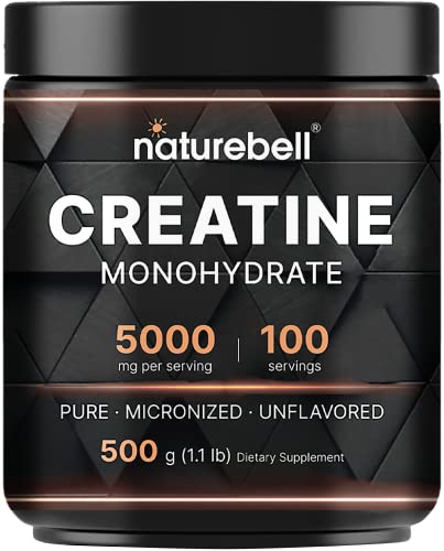 NatureBell Creatine Monohydrate Powder 500 Grams, 5000mg Per Serving