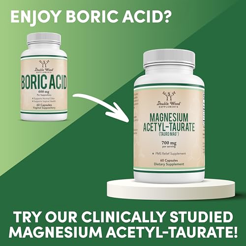 Boric Acid Vaginal Suppositories (600mg, 60 Count) Supports Vaginal pH Balance, Odor Control