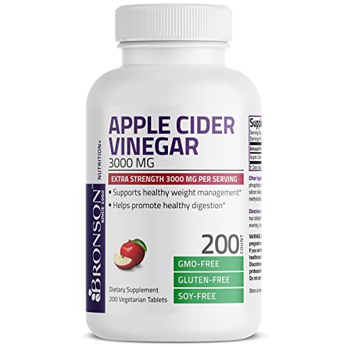 Bronson Apple Cider Vinegar 3000 MG per Serving Extra Strength - Non-GMO, 200 Vegetarian