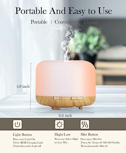 Aegci Aromatherapy Diffusers,300ml Air Humidifier with 7 Colors Light,Adjustable Brightness