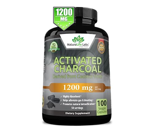 Activated Charcoal Capsules - 1,200 mg Highly Absorbent Helps Alleviate Gas